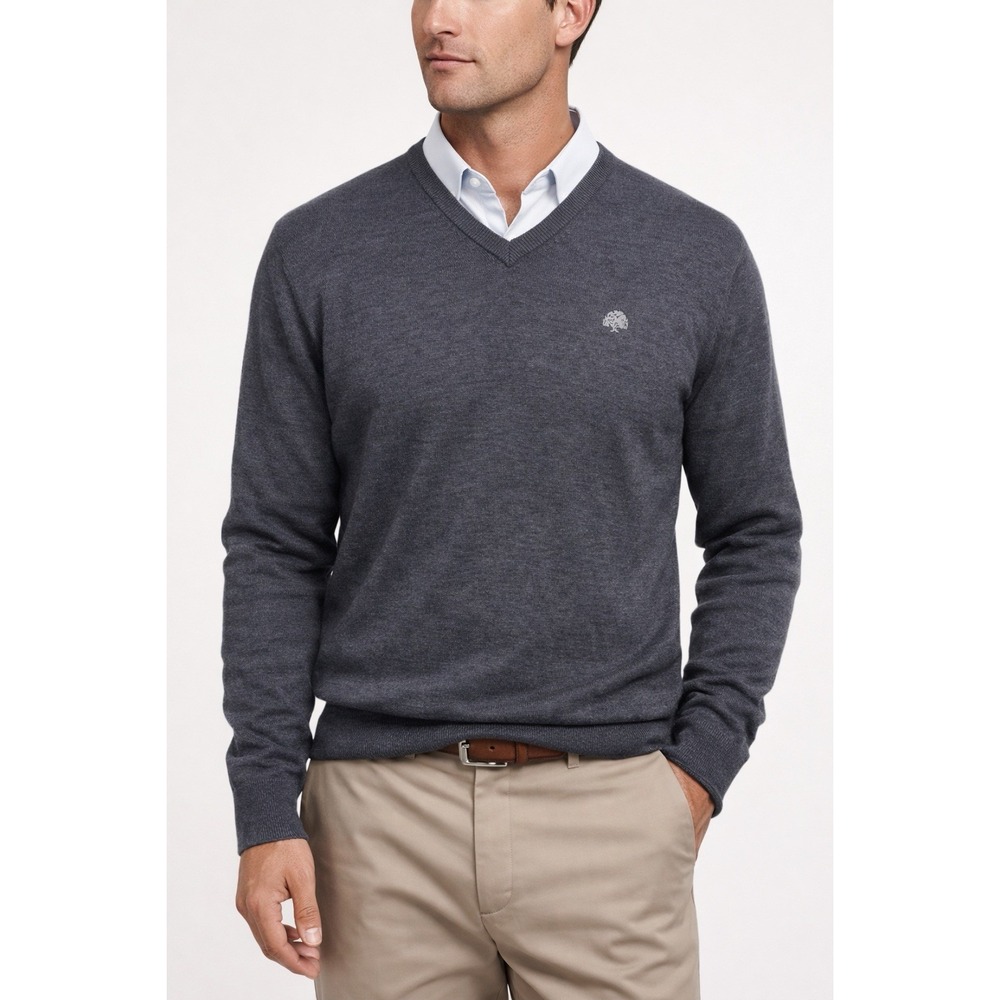 PETER MILLAR‎ Crown Soft Merino Silk V-Neck Essential Knit Sweater Gray Size M